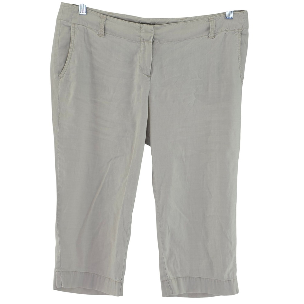 J. Jill Cropped Pants Womens 14 Petite Tan Linen Blend Stretch Capri 01152006P